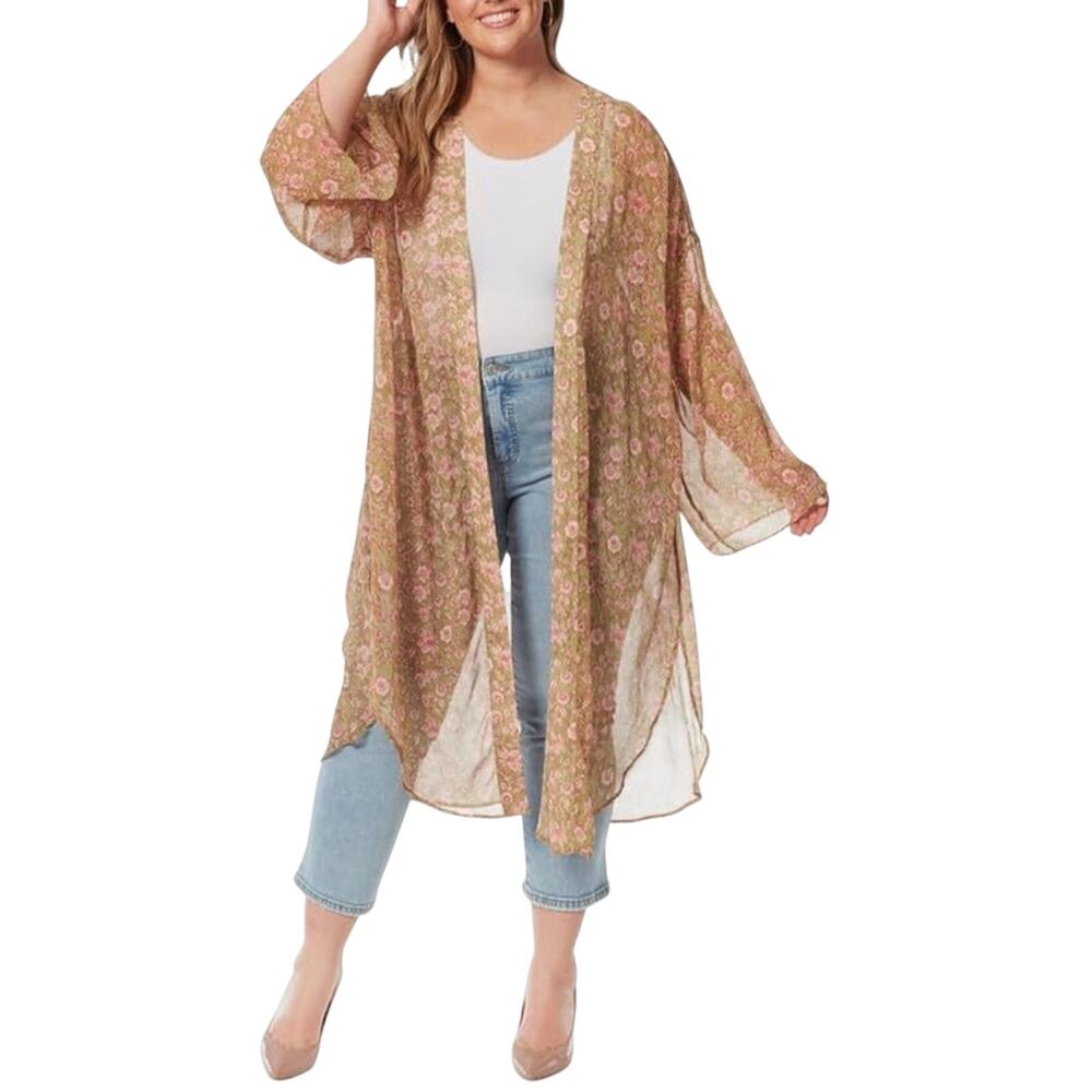 NWT Jessica Simpson Trendy Blaine Floral Printed Kimono Boho Style Size 3X